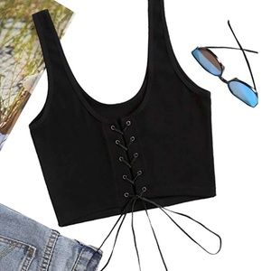Romwe  Lace up Tank Crop Top - Never Worn